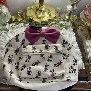 Kids Minnie Mouse Backpack with Pink Bow